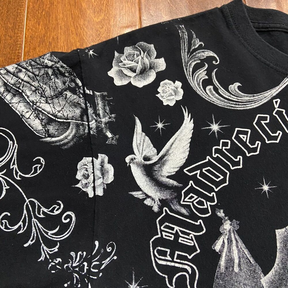 Yazbek Madre Celestial AOP Spanish Pious & Merciful Black Tee Men's Size XL - Picture 4 of 8